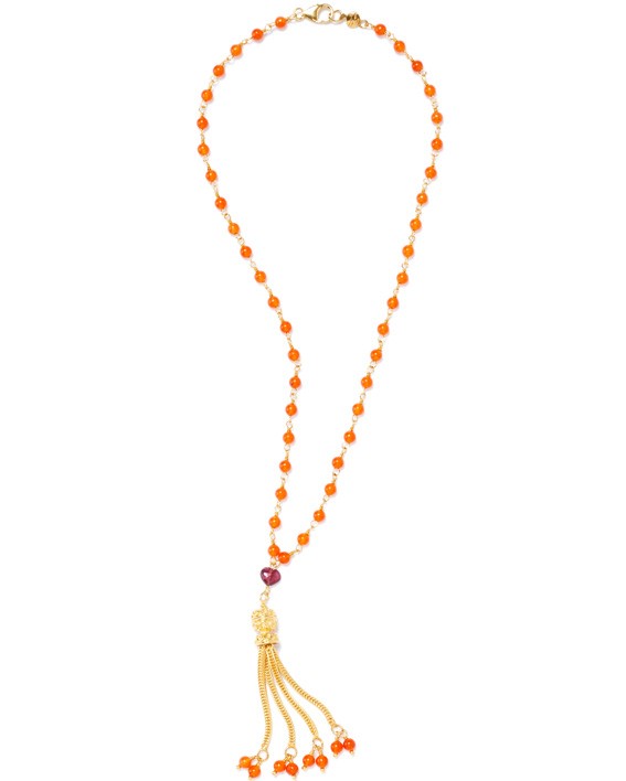 Tassel on orange chain