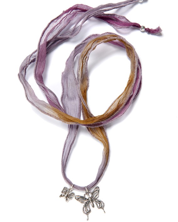 Silk Ribbons Lilac Brown