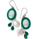 Green Cameo & Pearl Heart